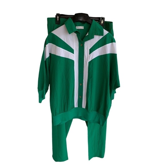 Vintage Women’s Track Suit Parachute Top Pants 80s Cortiva Made in USA - Picture 1 of 10